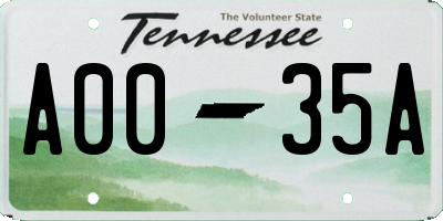 TN license plate A0035A