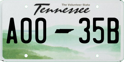 TN license plate A0035B