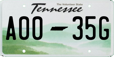 TN license plate A0035G
