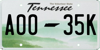 TN license plate A0035K