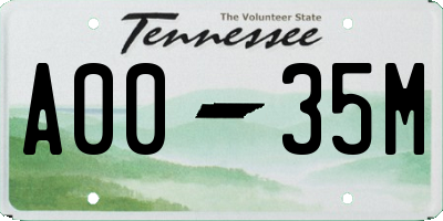 TN license plate A0035M