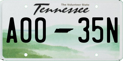 TN license plate A0035N