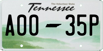 TN license plate A0035P