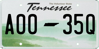 TN license plate A0035Q