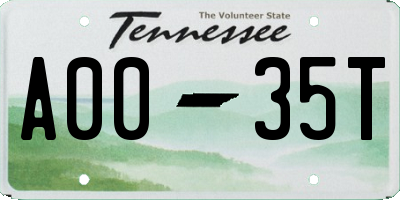 TN license plate A0035T