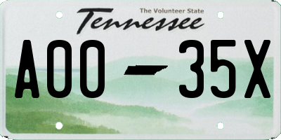 TN license plate A0035X
