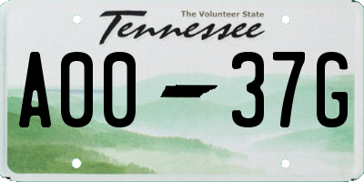 TN license plate A0037G