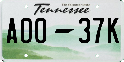 TN license plate A0037K