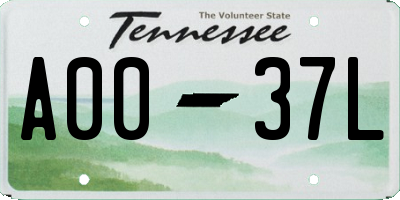 TN license plate A0037L