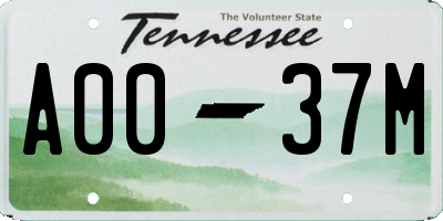 TN license plate A0037M