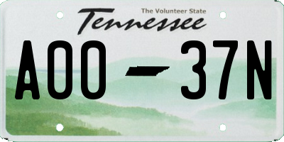 TN license plate A0037N