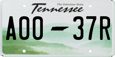 TN license plate A0037R