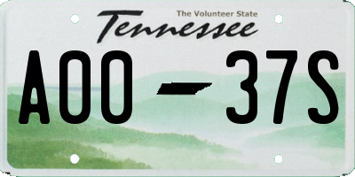 TN license plate A0037S