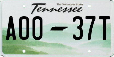 TN license plate A0037T