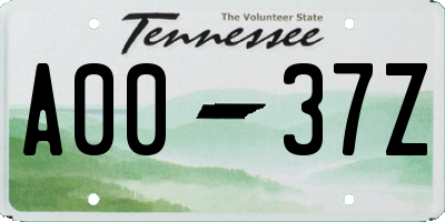 TN license plate A0037Z