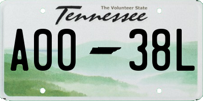 TN license plate A0038L