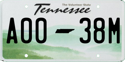 TN license plate A0038M