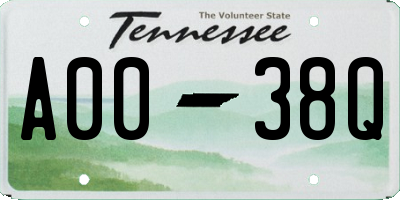 TN license plate A0038Q