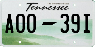 TN license plate A0039I