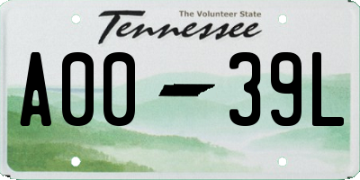 TN license plate A0039L