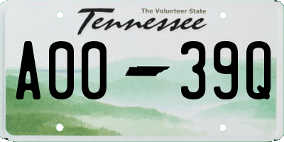 TN license plate A0039Q