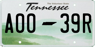 TN license plate A0039R