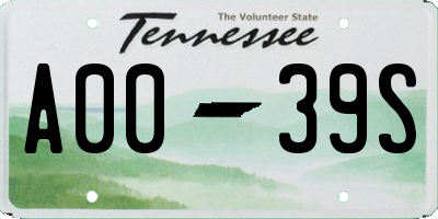 TN license plate A0039S