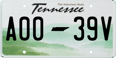 TN license plate A0039V