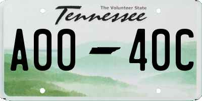 TN license plate A0040C