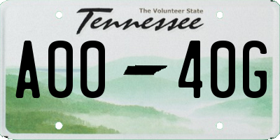 TN license plate A0040G