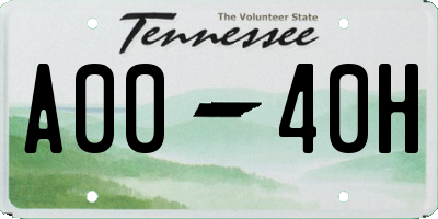 TN license plate A0040H