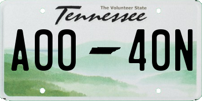 TN license plate A0040N