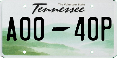 TN license plate A0040P