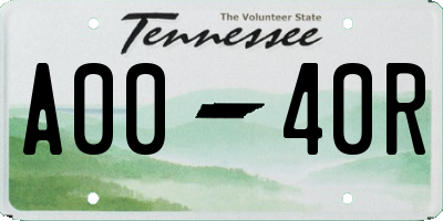 TN license plate A0040R