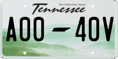 TN license plate A0040V