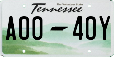 TN license plate A0040Y