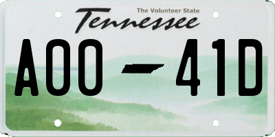 TN license plate A0041D