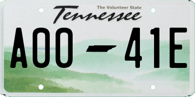 TN license plate A0041E