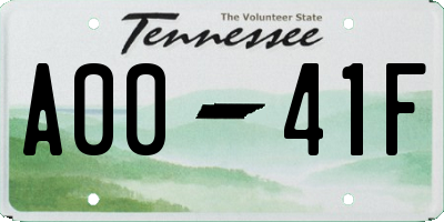 TN license plate A0041F