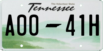 TN license plate A0041H