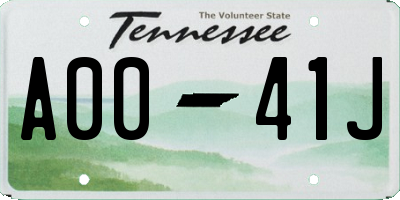 TN license plate A0041J