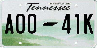 TN license plate A0041K