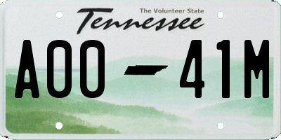 TN license plate A0041M