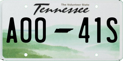 TN license plate A0041S