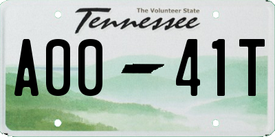 TN license plate A0041T