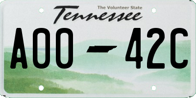 TN license plate A0042C