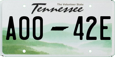 TN license plate A0042E