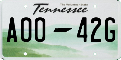 TN license plate A0042G