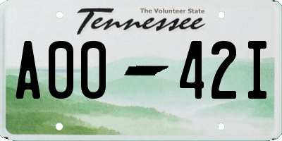 TN license plate A0042I