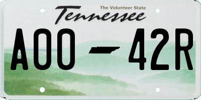 TN license plate A0042R